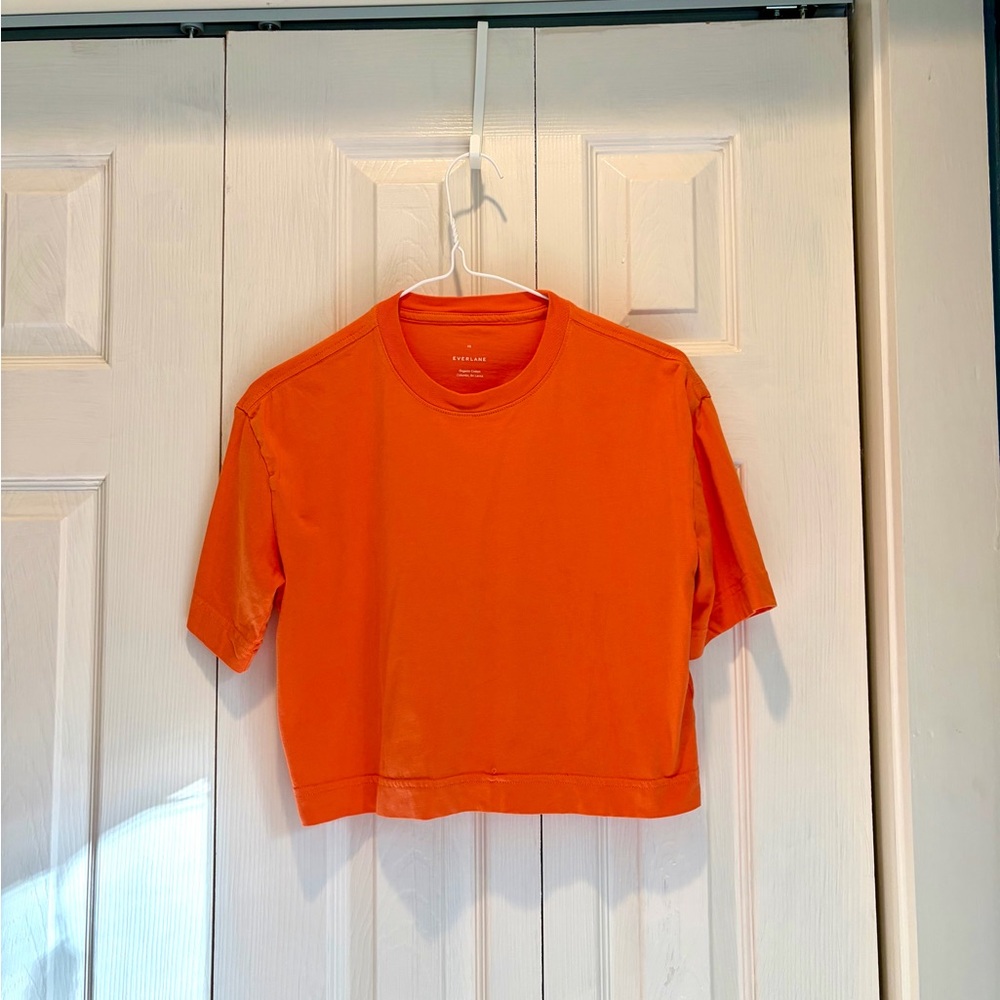 Everlane Organic Cotton Crop Tee Orange XS